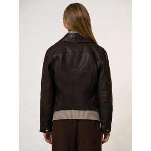 REISS Lidia Suede-Lapel Leather Biker Jacket